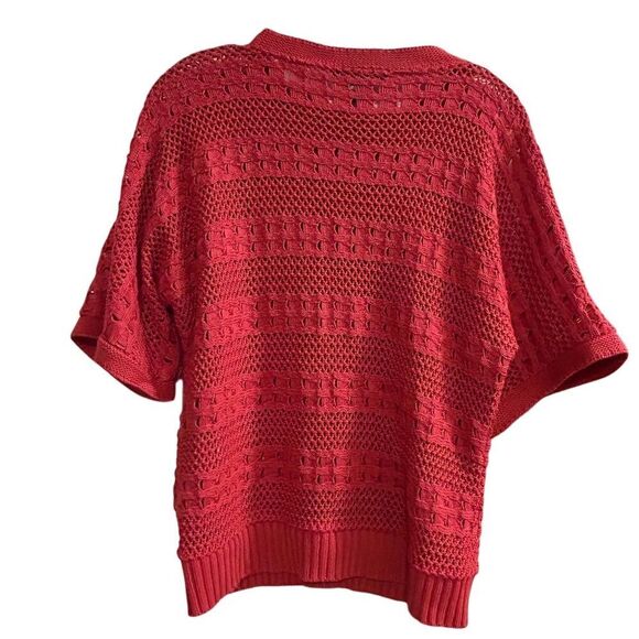 United States Sweaters Women's M Red Crochet Knit Pullover Sweater - Picture 8 of 12